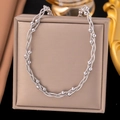 Silver woven multi-strand stainless steel necklace with bead accents in a gift box - Steel / Necklace