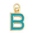 Golden pendant with turquoise enamel letter B design, minimalist jewelry accessory - Sky Blue - Letter B
