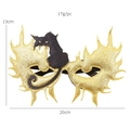 Glittery gold Halloween cat mask party eyewear with dimensions 20cm width and 13cm height - Black Cat Mask Decorative Glasses