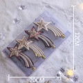 Champagne and burgundy shooting star Christmas ornaments with glitter and beads - Black & Gold Meteor / Set of 4