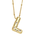 Collier doré avec pendentif lettre L orné de zircons brillants pour femmes - L