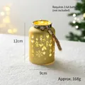 Yellow frosted Christmas lantern with snowflake cutout and rustic rope handle - Candle Holders / Gold