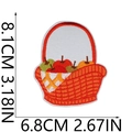 Detailed view of apple basket embroidery patch with exact dimensions 8.1cm x 6.8cm - Apple Basket (C5CW-146-18)