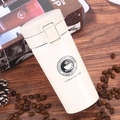 White 304 stainless steel insulated coffee mug with Anytime Anywhere slogan print - 380ml / Gen 1 Twist Lid Style / White