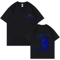 Damen Baumwoll T-Shirt in Schwarz mit blauem Herz Kirsch Print und lässiger Passform - S / Schwarz