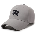 Grey baseball cap with navy blue 3D letter embroidery in high-quality cotton twill - Adjustable / Gray