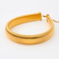 Detail view of gold 18K titanium choker with ribbed texture and adjustable clasp - Snake Chain Choker/16mm Width / Gold
