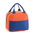 Borsa termica in velluto a coste con cuciture a contrasto arancio e blu e manici - Arancio Blu
