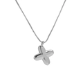 Minimalist silver puffy letter necklace with balloon style cross charm on thin box chain - Necklace X