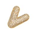 Pendentif lettre V en plaqué or serti de zircons pour bijoux hip hop personnalisés élégants - V (Pendentif Unique)