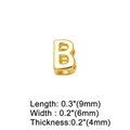 Detail view of 3D gold-plated letter B pendant charm with precise dimensions measurement - Letter B