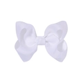 White grosgrain ribbon bow hair clip for girls with a clean minimalist design - White