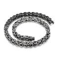 Collana da uomo a catena bizantina in acciaio inossidabile ossidato con chiusura quadrata - Stile B Collana 8mm (KN225171-Z) / Nero