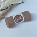 Deep coffee pleated cotton viscose scarf roll with retro floral paper packaging band - Style #44