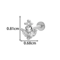 Silver F136 titanium labret stud with heart shaped zircon cluster and dimensions - Heart and Marquise Style (2608-6#银)
