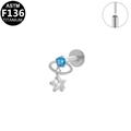 Clou en titane ASTM F136 avec anneau en gemme bleue et pendentif étoile en cristal - Style Pendentif Planète Étoile Argenté (G23LAP488-S1208118)