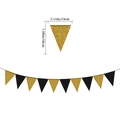 Ghirlanda triangolare nera e oro con glitter per decorazioni festa di laurea 2025 - Bandiera Triangolare di Capodanno Nero Oro