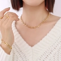 Minimalist chunky chain jewelry set with necklace and bracelet in 18K gold finish - Necklace (P1157)