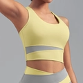 Soutien-gorge de sport femme à blocs de couleurs jaune et gris, maintien élevé - S / Hauts / Jaune Citron