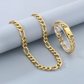 Set uomo con collana e bracciale a catena Figaro dorata in resistente acciaio inossidabile - Bracciale 21CM / 9mm Stile C Oro