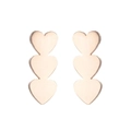 Minimalist triple heart drop earrings made of natural wood with vintage laser cut finish - Triple Heart / Rose Gold