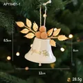Campana di Natale bianca con pompon marroni, foglie dorate e scritta augurale - Campana Bianca