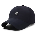 Navy blue quick-dry baseball cap with silver R shield patch for outdoor sports and sun protection - Navy Blue