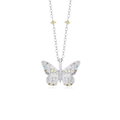 Elegante s925 zilveren vlinderketting met kleurrijke zirkoonstenen aan een fijne ketting - 925 zilver / Zilver