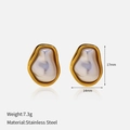Irregular pearl earrings in golden stainless steel, 17mm height and 7.3g weight - Small Gold Irregular Pearl Studs