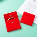 Red velvet jewelry storage pouch with metal snap button and golden bracelet inside - Double-sided Fleece Snap Button Style - Red; 7*7cm Fleece Bag