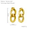 18K gold plated stainless steel figure-eight chain hoop earrings for women - 18K Gold / Gold