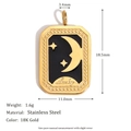18K gold plated stainless steel lucky charm pendant with moon and star design - Enamel Star Moon Square Pendant - Gold