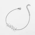 Pulsera de cadena gótica hip-hop de acero inoxidable con colgante de caracteres chinos - Estilo de Texto (Te amo) / Color Acero