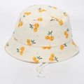 Chapeau bob enfant en coton avec motif cerises et cordon de serrage réglable - 52cm / 8# Style Cerise Jaune à Pois