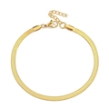 Elegant gold flat snake bone chain anklet with lobster clasp on white background - Gold (P204)