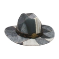 Cappello da cowboy in denim patchwork bohémien con emblema a stella vintage e cinturino - Taglia unica / Patchwork Nero (Stile Stella)