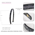 Minimalist black marble acetate headband with non-slip teeth and detailed dimensions - Charcoal Black