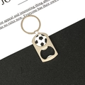 Silver metal football keychain bottle opener with classic black and white soccer pattern - Soccer/Bottle Opener