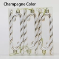 6-piece Christmas candy cane ornaments set in elegant champagne gold and white glitter - Set of 6 / Champagne Gold