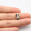 Silberner Anhänger in Knochenform mit Strass für DIY-Armbänder und Schmuckzubehör - 8MM Ein-Diamant-Knochen - Weiß