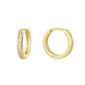 Boucles d'oreilles en argent S925 plaqué or 14K avec cinq zircons de taille baguette - Argent S925 Plaqué Or 14K / Doré