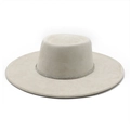 Elegante gebroken witte vilten hoed met brede rand en sprankelende strassteentjes - M(56-59CM) / Beige (Suède)