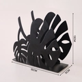 Porte-serviettes nordique en métal noir avec découpe de feuille de monstera élégante - Noir