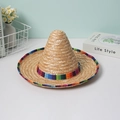Handgewebter mexikanischer Strohhut mit buntem Band für perfekten Sonnenschutz - L (58-60cm) / Durchmesser 38cm / Naturfarben
