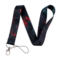 Gothic butterfly lanyard with red motifs and metal lobster clasp for phone and keys - Gothic Red/Black Butterfly Lanyard