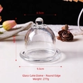 Nordic transparent crystal embossed glass cake dome with round base and ball handle - Glass Cake Cover - Round Edge