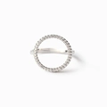 Minimalistischer Ring aus S925 Sterlingsilber mit Zirkonia-besetztem Hohlkreis-Design - US-Größe 9 / Weißgold