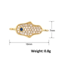 Detailed view of a gold Hamsa Hand charm with zircon, measuring 18mm by 7mm and 0.8g - A0093 (Hamsa Hand Connector)
