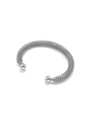 Minimalist silver stainless steel spring cuff bracelet with spherical ends in silver finish - Style 1 (Tubogas Steel) / Steel