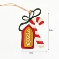 Style 3 wooden Christmas candy cane ornament with SNOW sign and green polka dot bow - SNOW Candy Cane (3)